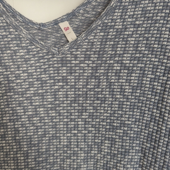 Blue & White Cotton Crop Top, Size L - Picture 2 of 3